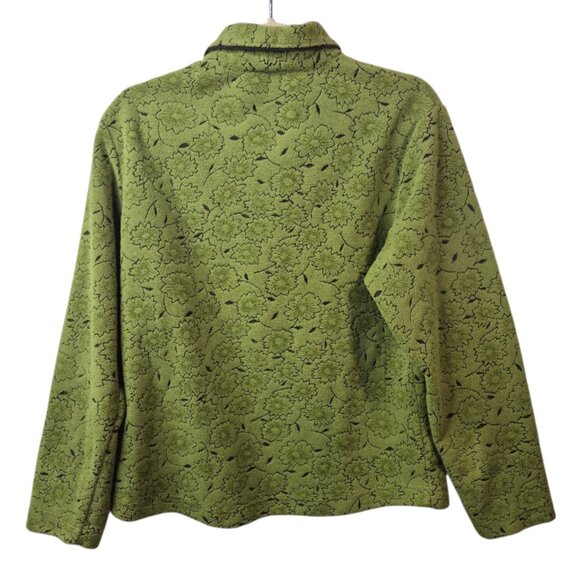 Woolrich Sweater Womens M Green Fleece Pullover Long Sleeve Leaves Outdoor - Picture 2 of 9
